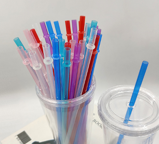 Colorful PP Plastic Glitter Straws with Buckle (Reusable)