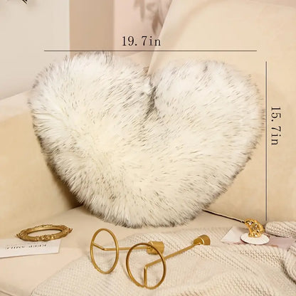 Washable Long Hair Love Pillow Cover for Sofa (1pc)