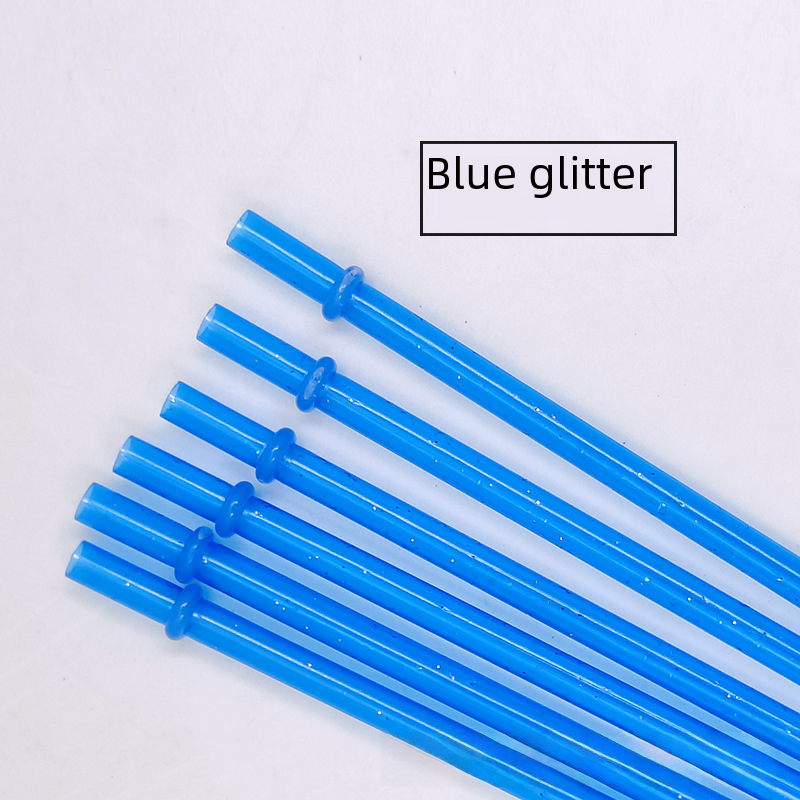 Colorful PP Plastic Glitter Straws with Buckle (Reusable)