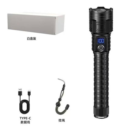 White Laser Zoomable Rechargeable LED Flashlight