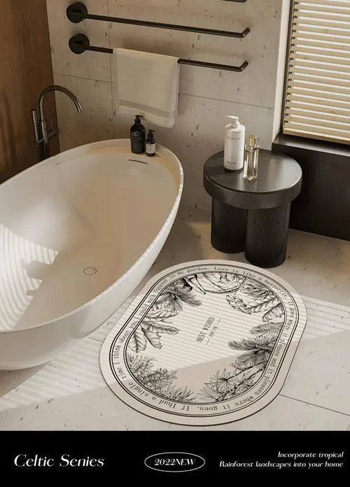 Modern Non-Slip Floor Mat with Flower & Leaf Design