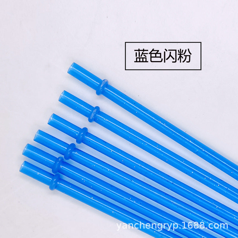 Colorful PP Plastic Glitter Straws with Buckle (Reusable)